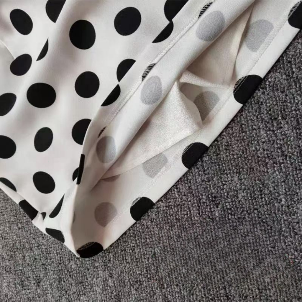 มาใหม่ฤดูใบไม้ผลิและฤดูร้อนกระโปรงสีดำและสีขาวมินิลายจุดกระโปรงเอวสูงกระโปรงแฟชั่นดูผอม2043 - รูปที่ 5