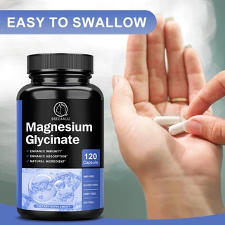 Magnesium Glycinate 200mg 120pc ；Vitamin D ；Vitamin B6 บรรเทาอาการปวดขา คุณภาพการนอนหลับ สุขภาพหัวใจ✨