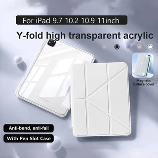 ใหม่🌟 Gen11 A16เคสไอแพด for ipad Air4/5/6/7 2025 Pro11 2018-2022 10.9 Gen7/8/9 10.2 M2 Gen10 ฝาพับแบบตัว Y เคสไอแพดใส