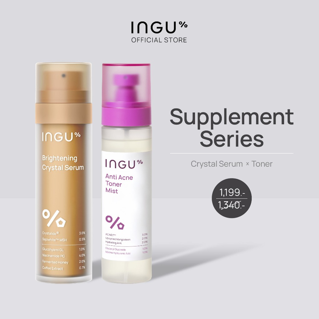 (Brand week 15-21 มี.ค.69) INGU Brightening Crystal Serum  + Anti Acne Toner Mist