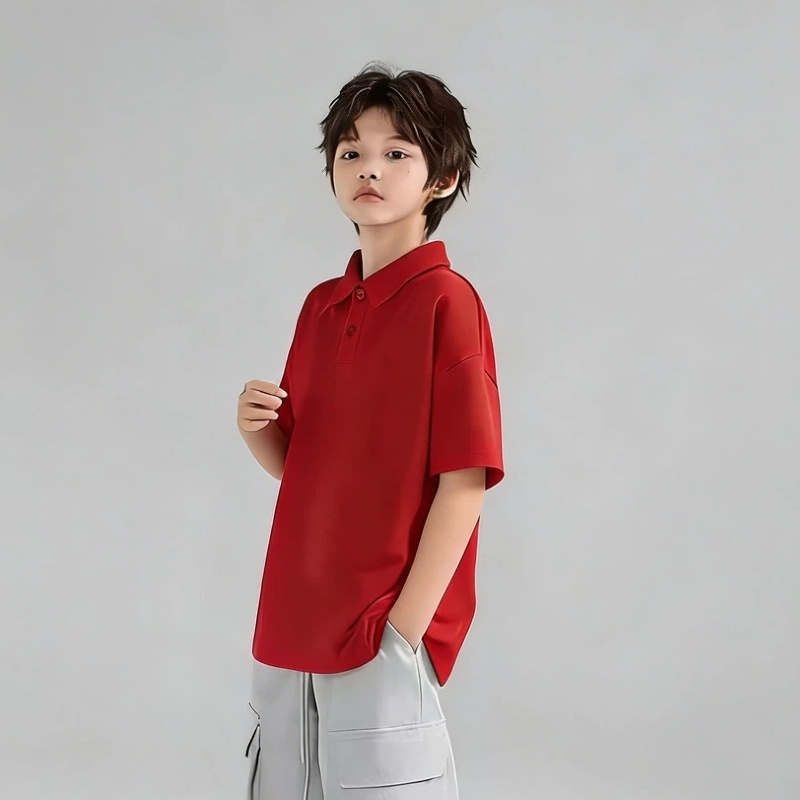 เสื้อโปโลเด็กสีเรียบ ดีไซน์เกาหลีระดับพรีเมียม เนื้อผ้ามีความยืดหยุ่น ใส่สบายผิว ดูแลง่ายไม่ยับง่าย เหมาะกับทุกโอกาส - รูปที่ 4