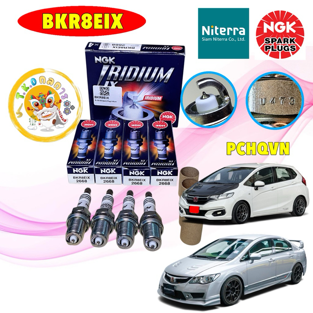 TKD หัวเทียนเข็ม irridium NGK HONDA TOYOTA  หลายรุ่น รหัส BKR8EIX (2668)  (ชุด 4หัว) แท้ 100%