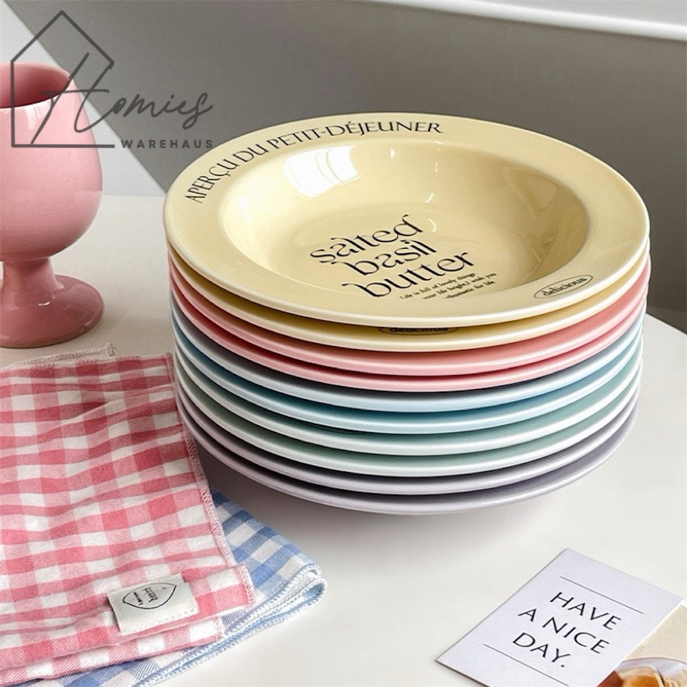 【พร้อมส่ง】🍽️ จานเซรามิก จานก้นลึก แก้ว สไตล์อังกฤษ วินเทจ คาเฟ่มินิมอล สุดน่ารัก เข้าไมโครเวฟได้