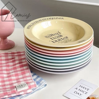 【พร้อมส่ง】🍽️ จานเซรามิก จานก้นลึก แก้ว สไตล์อังกฤษ วินเทจ คาเฟ่มินิมอล สุดน่ารัก เข้าไมโครเวฟได้