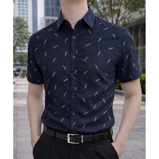 เสื้อเชิ้ตผู้ชาย ทรงสลิมฟิต ลายขนนก พร้อมส่ง #G003 ไซส์ M-4XL มีหลายสีให้เลือก