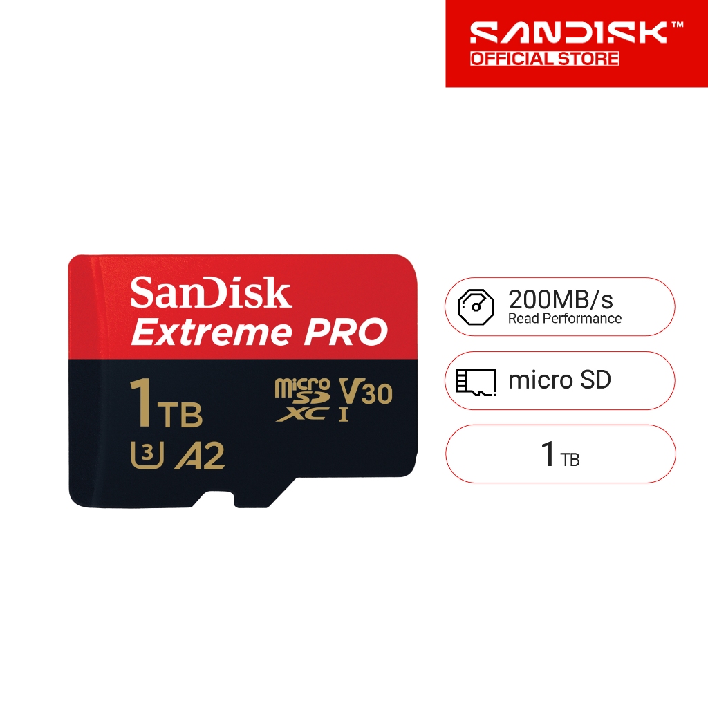 SanDisk Extreme Pro microSDXC 1TB  A2 (SDSQXCD-1T00-GN6MA) ความเร็วสูงสุด อ่าน 200MB/s เขียน 140MB/s