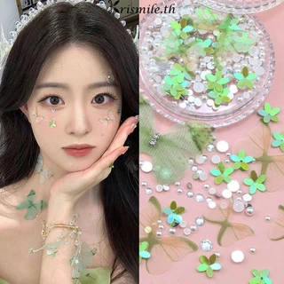 COD-ในไทย💖สติ๊กเกอร์แต่งหน้าประดับไข่มุกกลีบดอกไม้ผีเสื้อประดับเลื่อมสําหรับตกแต่งหน้าแต่งหน้าสําหรับตกแต่งใบหน้า-Kri