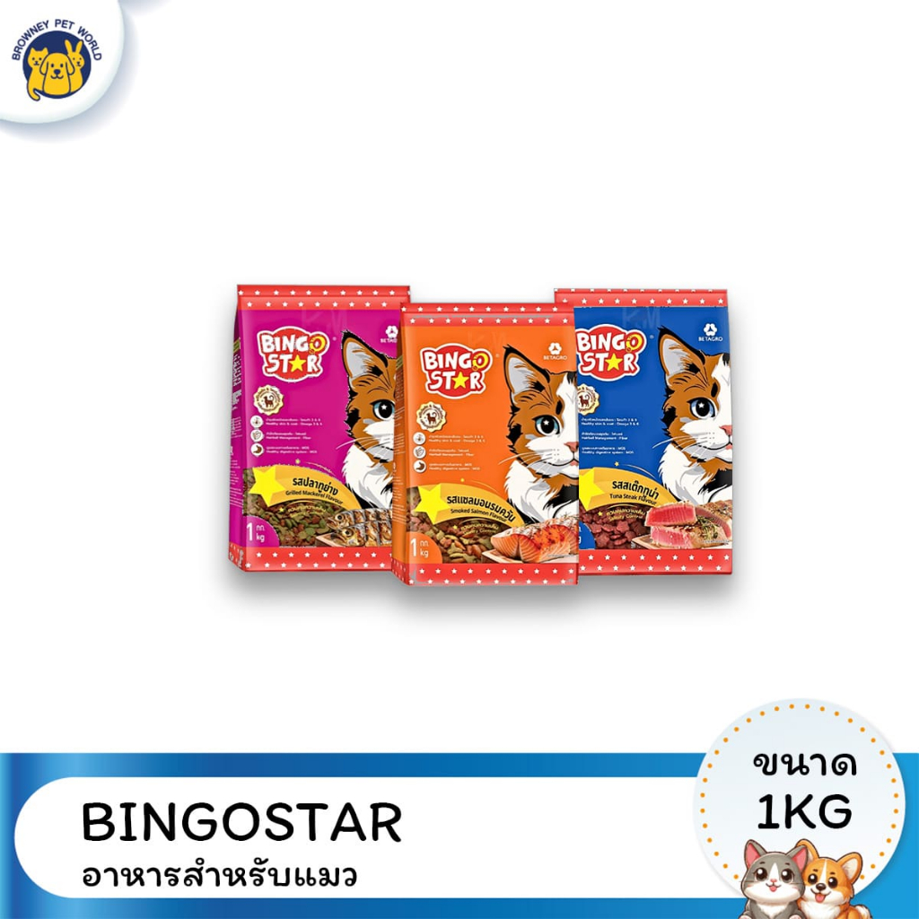 Bingo Star Cat บิงโกสตาร์ อาหารเม็ดสำหรับแมว ขนาด 1kg