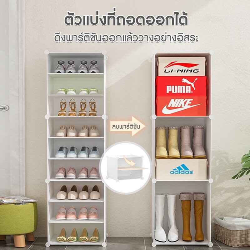 DIANG ตู้รองเท้าแบบความจุสองเท่า ชั้นวางรองเท้าทนทาน กล่องเก็บฝุ่นโปร่งใส สะสมซ้อนกันได้ - รูปที่ 5