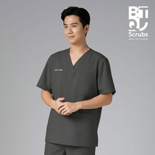 ( ปักชื่อ ) BTQ Medical Scrub Top - Unisex - รุ่น Zip Up | เ…