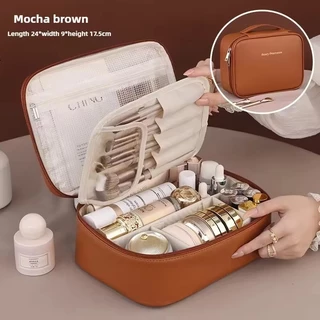 กระเป๋าเครื่องสำอางหนังPU 💼 กันน้ำ+จุเยอะ ✨ ถอดแปรงได้ 💄 พกพาสะดวก