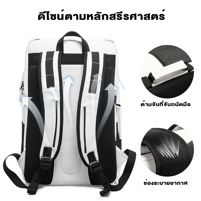 TC จัดส่งจากกรุงเทพ กระเป๋าเป้สะพายหลัง ใส่แล็ปท็อป แบดมินตัน กันน้ํา ความจุขนาดใหญ่ หนังPU Backpack - รูปที่ 2