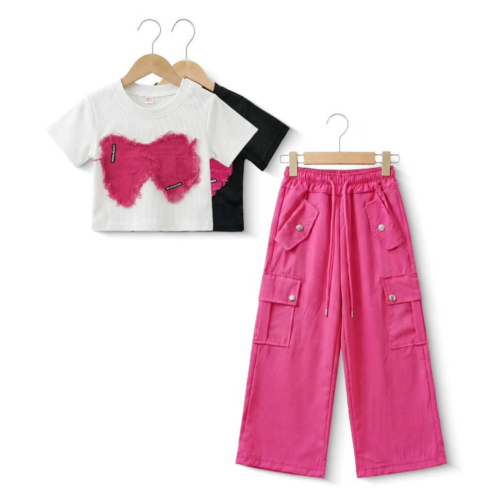 【พร้อมส่ง】สไตล์เกาหลี แฟชั่นฤดูร้อน ชุดเซ็ทเด็กแ ชุดเสื้อยืดแขนสั้นเด็กผู้หญิง กางเกงขายาวเด็กผู้หญิง