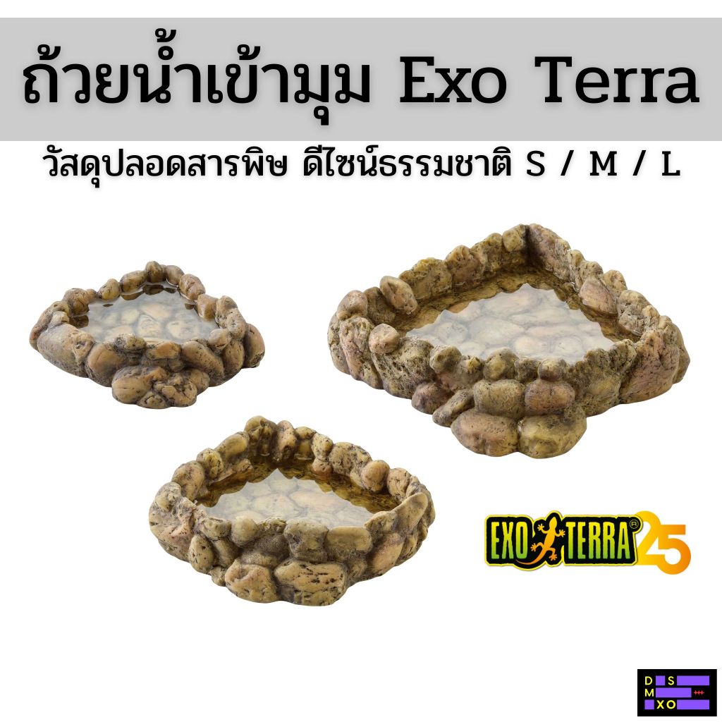 [ส่งด่วน] Exo Terra Corner Water Dish ถ้วยน้ำเข้ามุม วัสดุปลอดสารพิษ ดีไซน์ธรรมชาติ แข็งแรงทนทาน