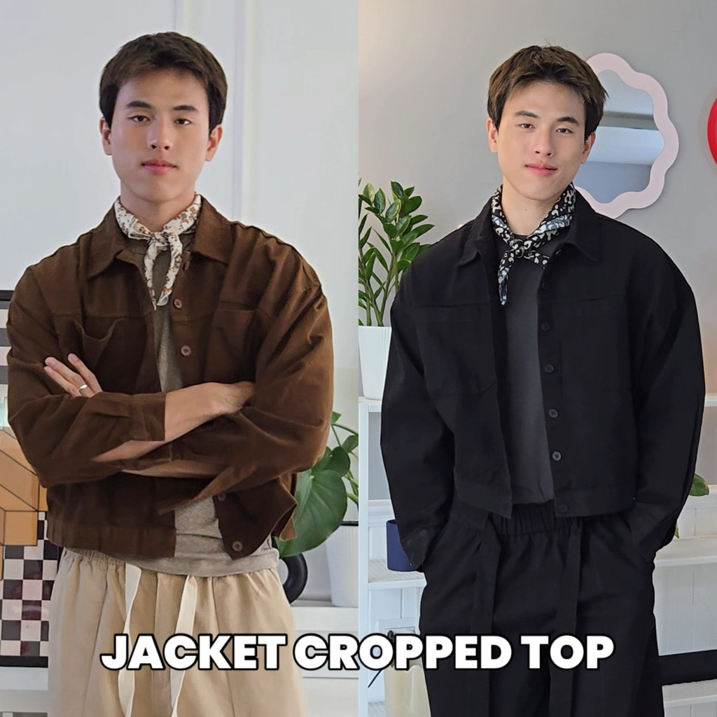 Backtobazix - (4สี) Jacket Cropped Top