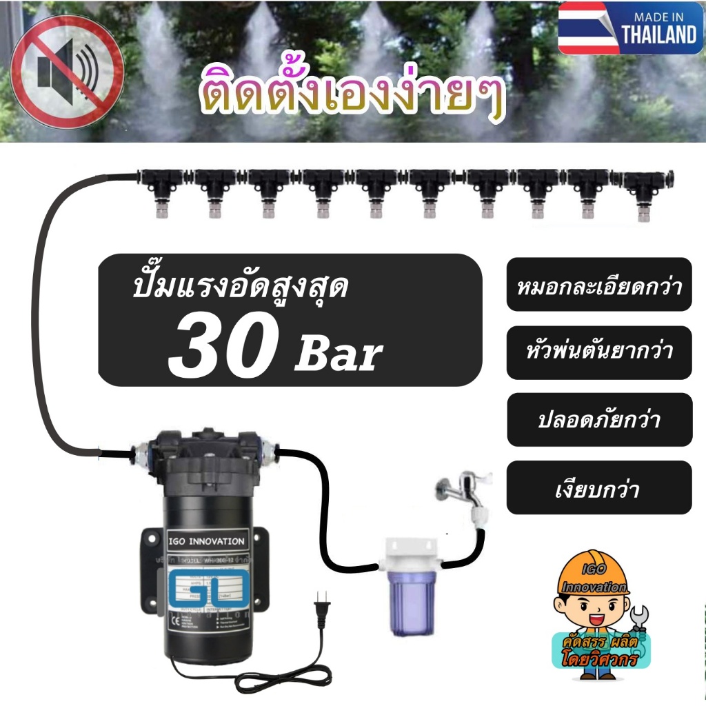 ล้างฝุ่น PM2.5 ชุดพ่นหมอกแรงดันสูงสุด30บาร์ รับประกันเงียบมาก หมอกละเอียดสะใจ ใช้ปั๊มพ่นหมอกอย่างดี