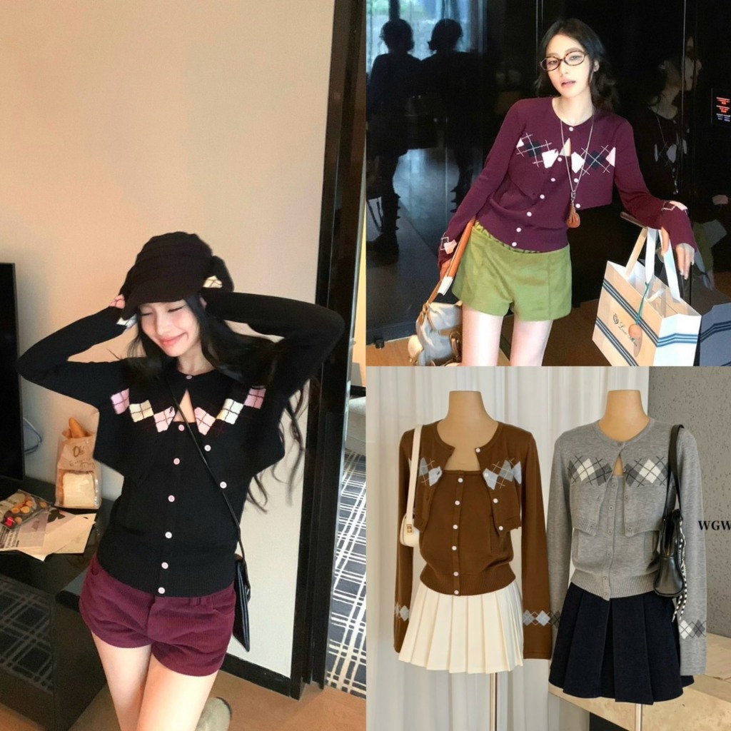 เซ็ท2ชิ้น เสื้อสายเดี่ยว+เสื้อคลุมทรงสั้นรุ่น 8406 TAG WG.WE