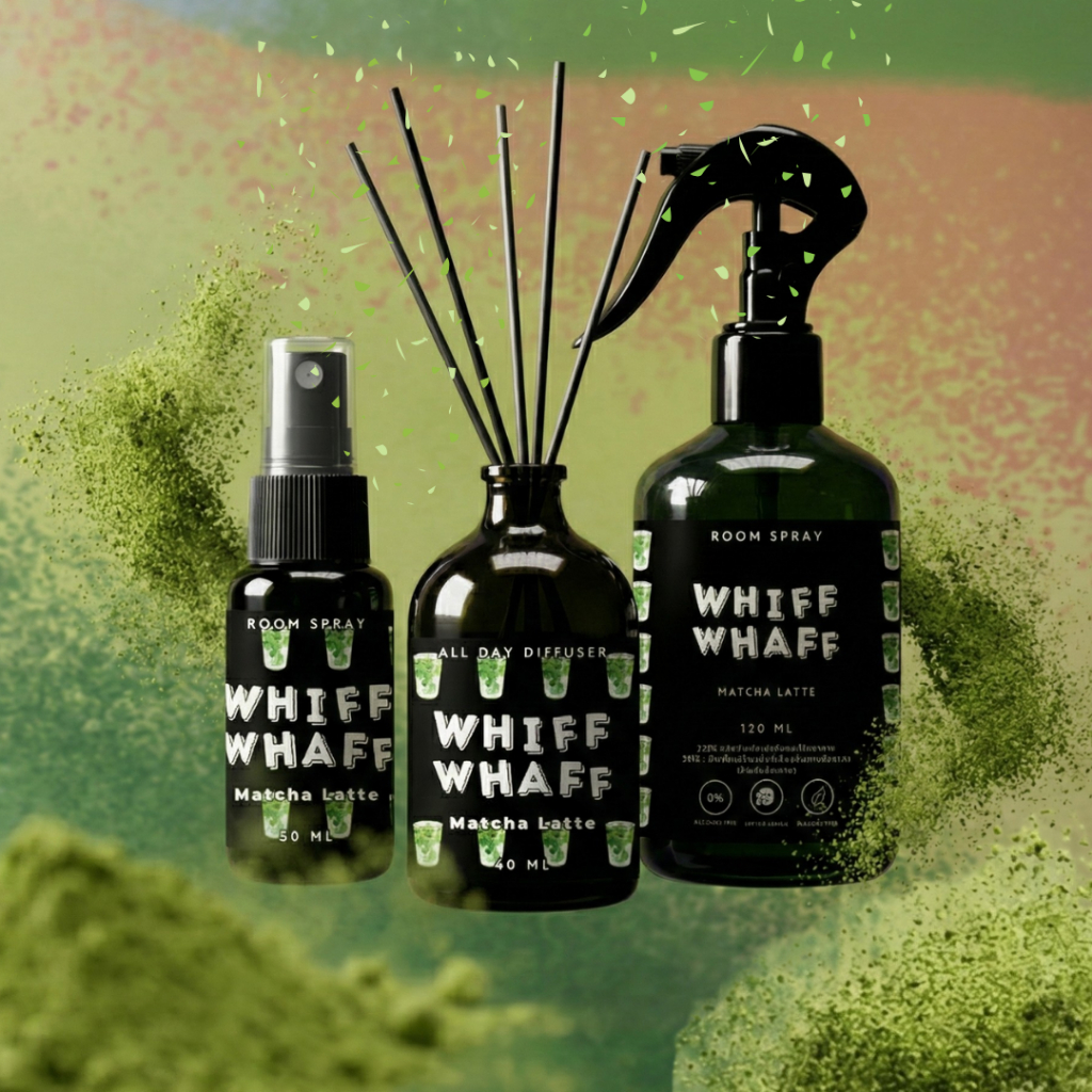 มัทฉะลาเต้ Matcha Latte Cafe & Bar Roomspray Diffuser  สเปรย์หอม กลิ่นชาเขียวเย็น Whiffwhaff วิปวัป