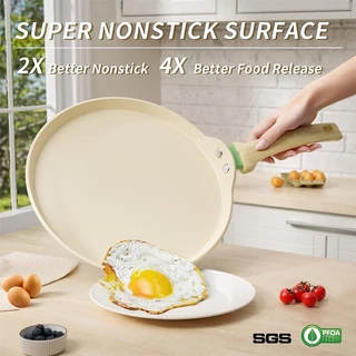 Nonstick Crepe Pan 28 ซม.เคลือบเซรามิก Skillet Dosa Tawa Tortilla กระทะไข่/พิซซ่ากระทะใช้งานร่วมกับเตาตั้งพื้น PFOA ฟรี