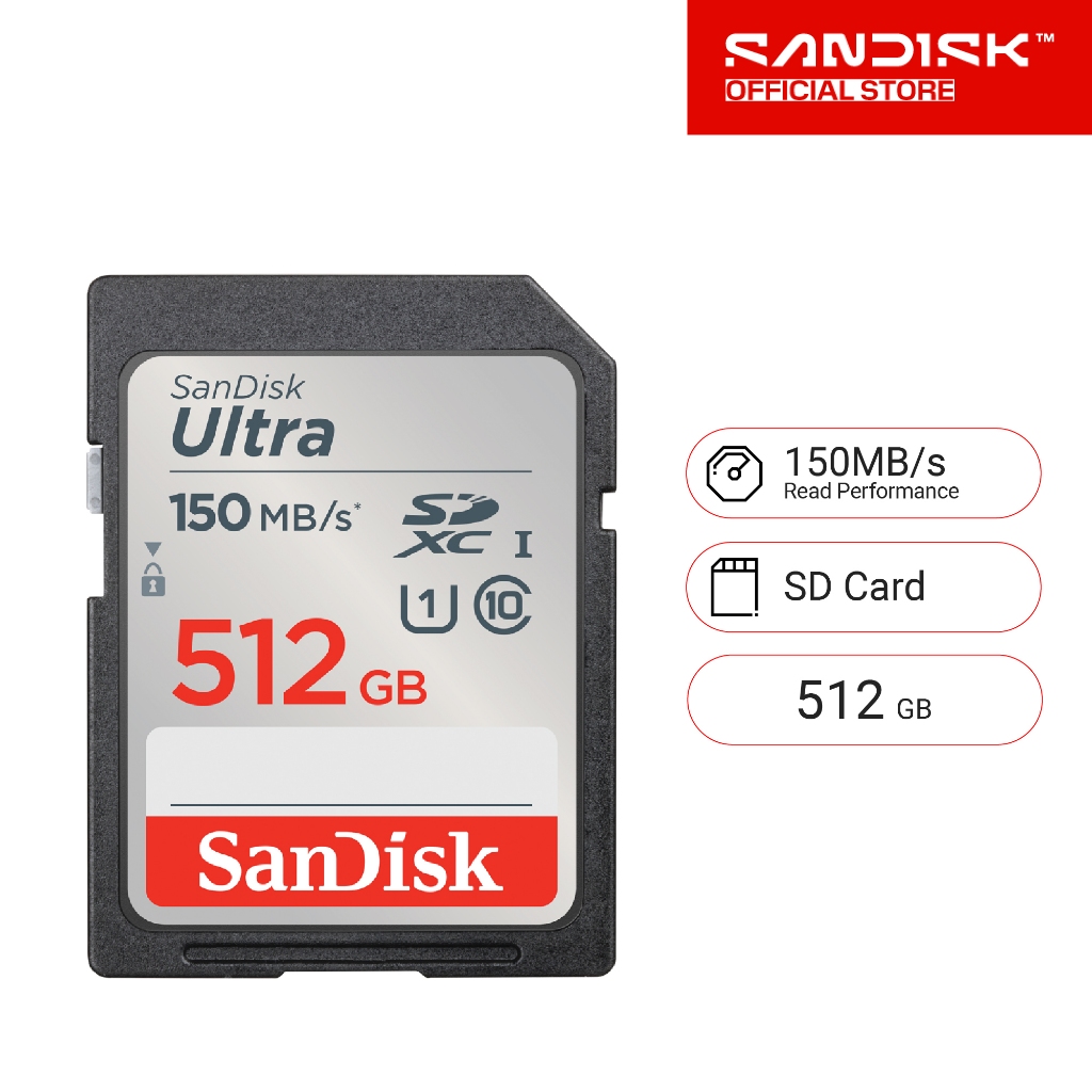 SanDisk Ultra SD Card 512GB Class 10 Speed 150MB/s (SDSDUNC-512G-GN6IN, SD Card)
