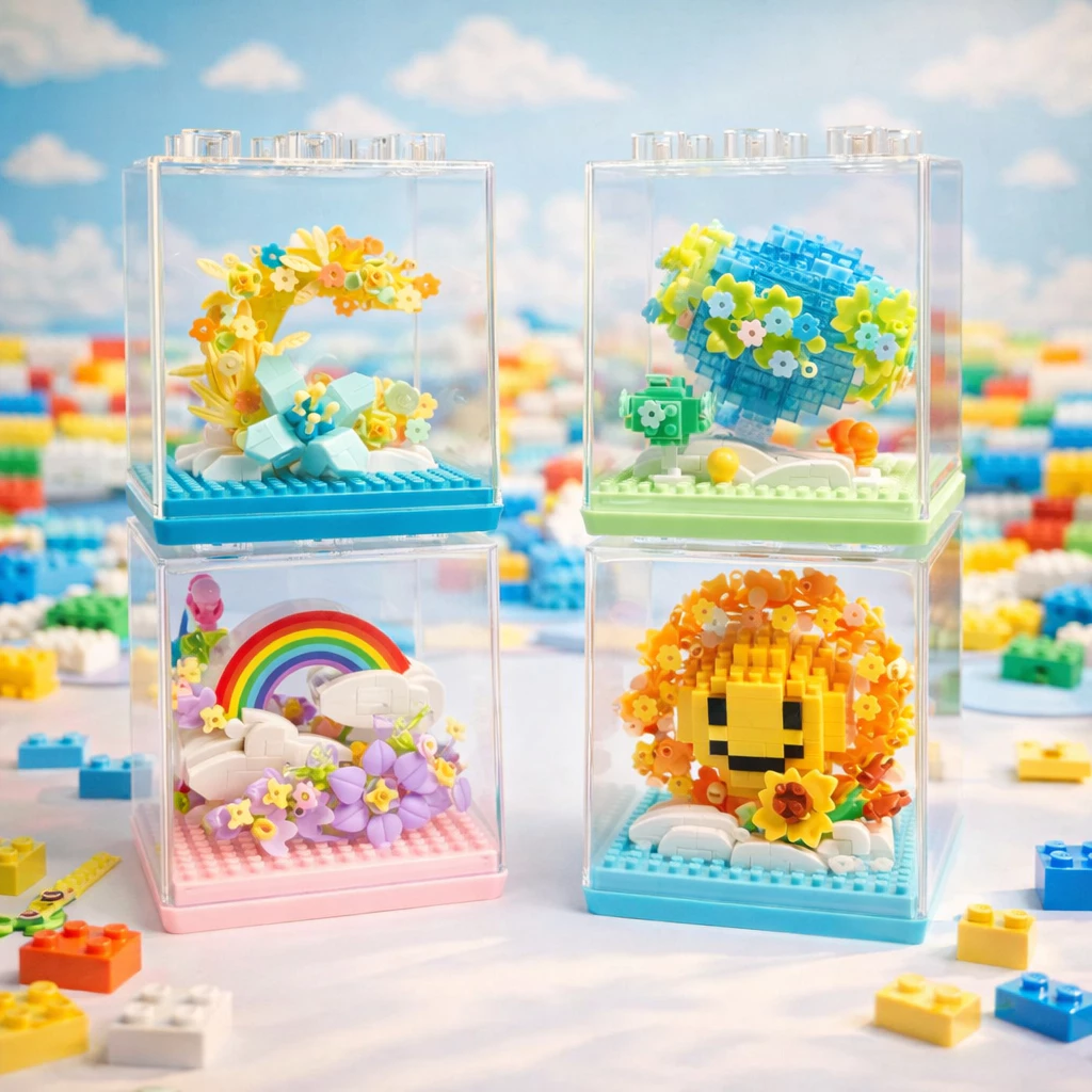 ของเล่นบล็อกตัวต่อ Rainbow Sun Earth Moon ของสะสม ของขวัญ น่ารักมาก
