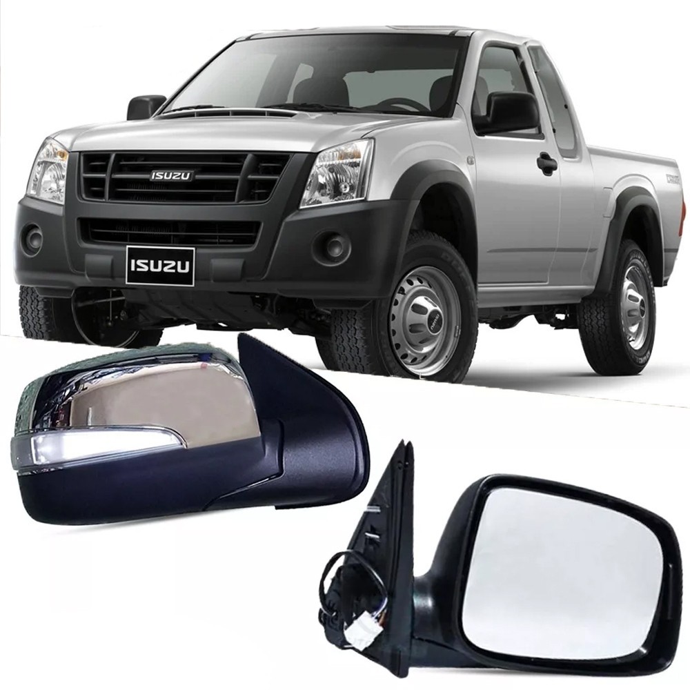 กระจกมองข้าง ฝาหลังชุบโครเมี่ยม ISUZU DMAX ปี2002-2011 ปรับไฟฟ้า 5สาย โครเมี่ยม กระจกข้าง ระบบพับมือ+ปรับไฟฟ้า ของพร้อม