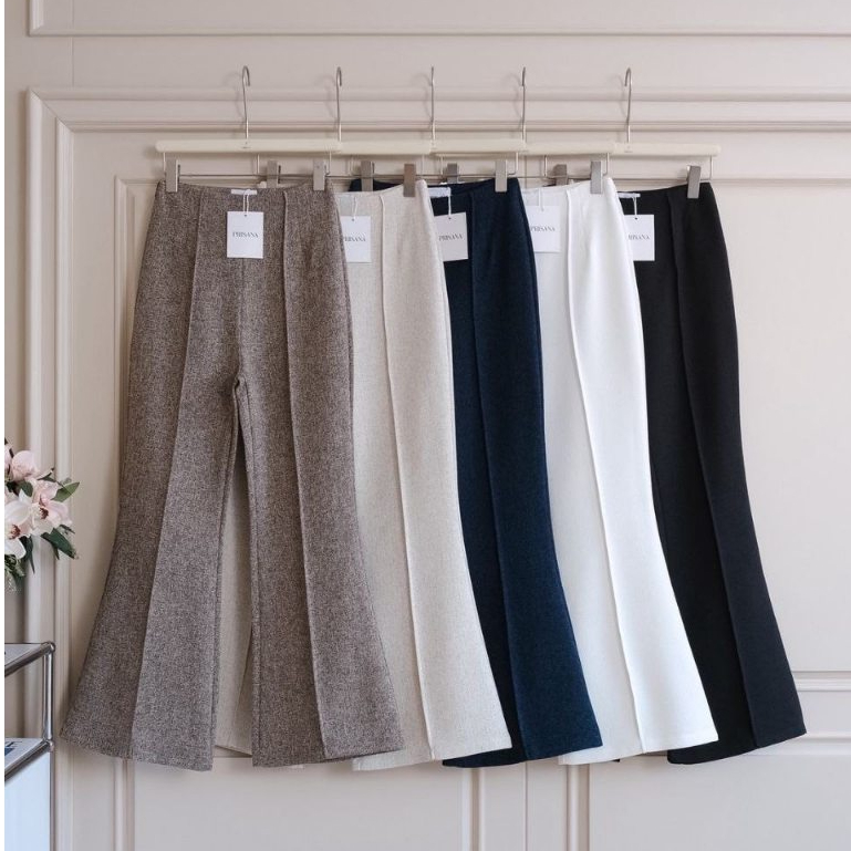 Prisana กางเกงขาม้าเอวสูงเก็บทรง ผ้าทวีต ผ้าอัดผ้ากาวอย่างดี