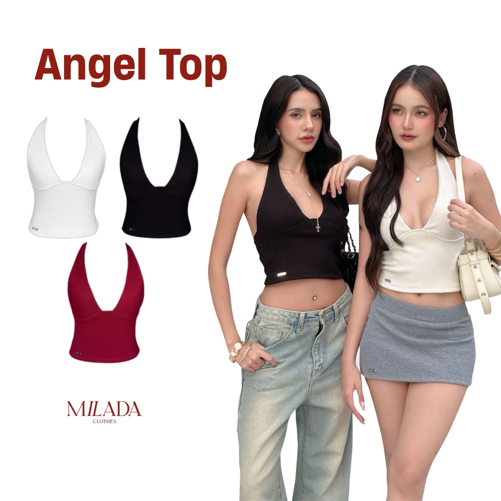Angel top เสื้อครอปคล้องคอ (6022)