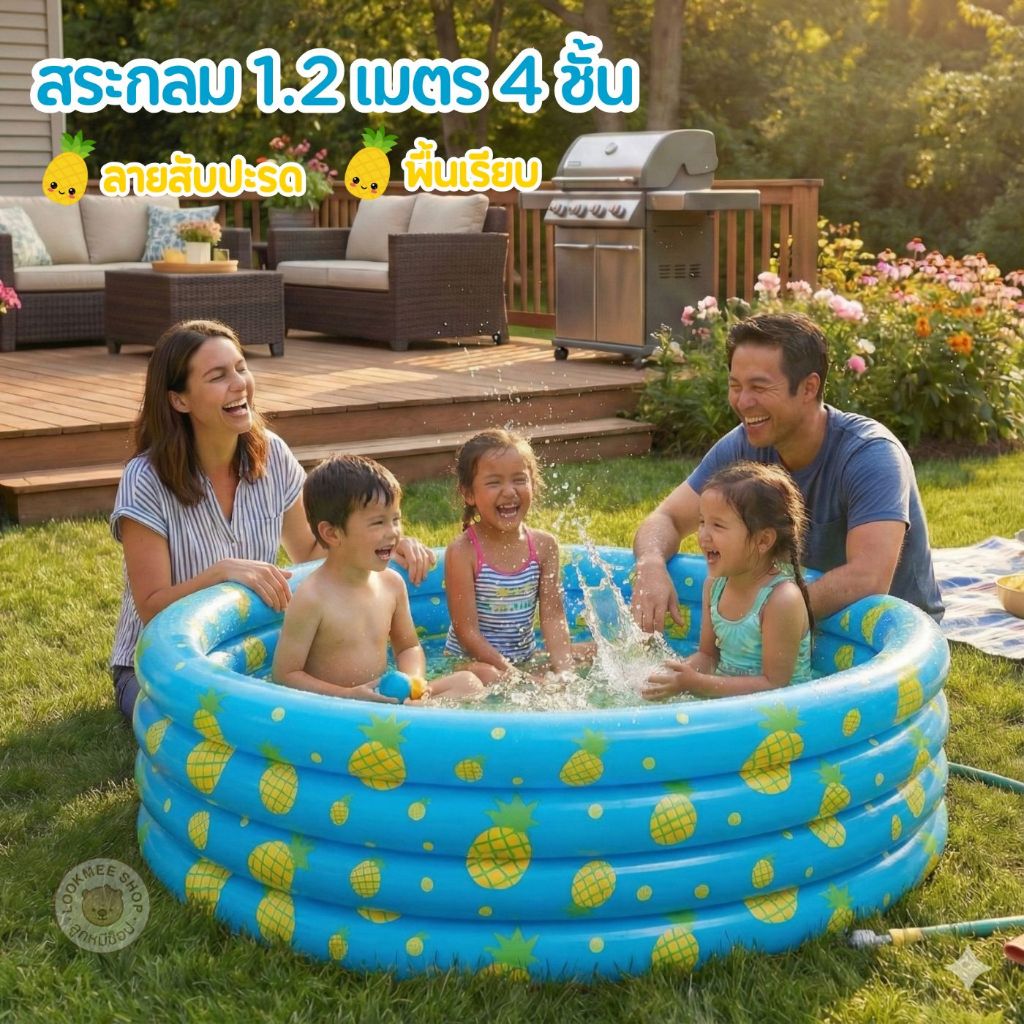 สระน้ำเป่าลมทรงกลมลายการ์ตูน(กลม)พื้นเป่าลมกันกระแทก ขนาด 150*30cm คละลาย สระว่ายน้ำเด็กราคาถูก – โปรปัง