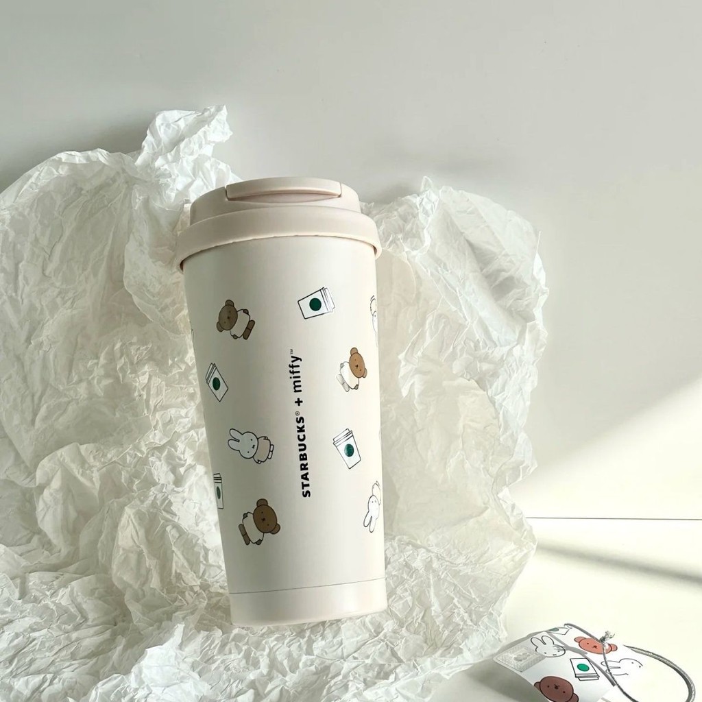 Starbucks x Miffy Cup 473ml🐰💖Ins สไตล์น่ารักสร้างสรรค์น่ารักขนาดใหญ่ความจุสแตนเลส Emma ถ้วยสบายๆทนความร้อน Thermos ถ้ว