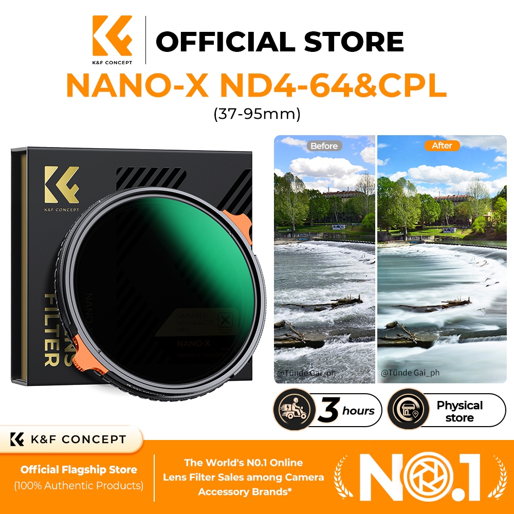 K&F CONCEPT 67mm NANO-X 2in1 ND4-64 & CPL Filter คมชัดสูง บางพิเศษ สำหรับวิวและบุคคล