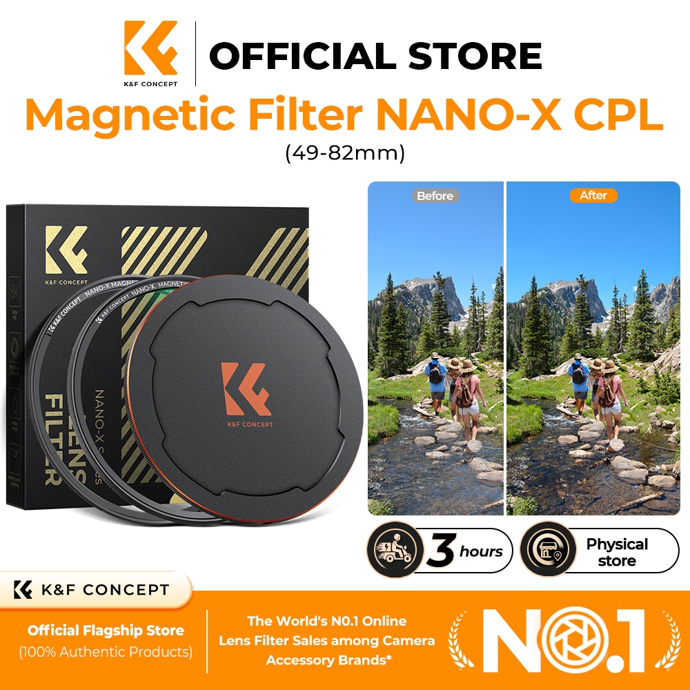 K&F CONCPET NANO-X CPL กล้อง DSLR ฟิลเตอร์เลนส์แม่เหล็กพร้อมอะแดปเตอร์แม่เหล็กและฝาโลหะแม่เหล็ก