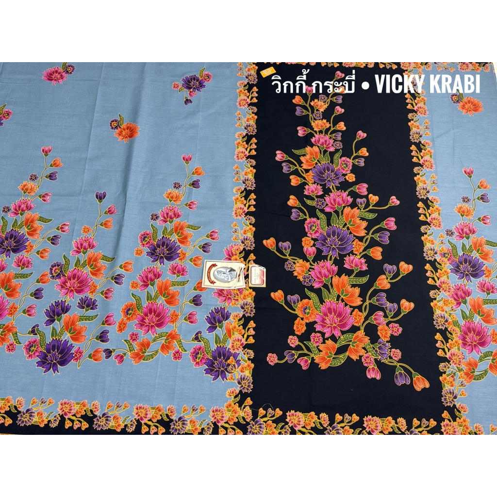 ผ้าปาเต๊ะลายผ้าวาด โทนสีพาสเทล Cotton 100% ขนาด 200×115 ซม. ผ้านุ่ม ลายสวย งานพรีเมียม