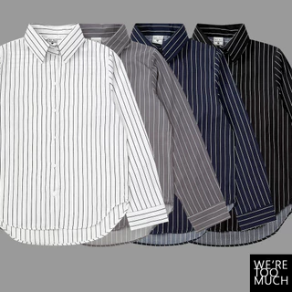 WERETOOMUCH เสื้อเชิ้ตลายทาง คอปก แขนยาว อก 36-44 ทรง Basic ผ้าไหมอิตาลี นุ่ม พริ้ว ใส่สบาย