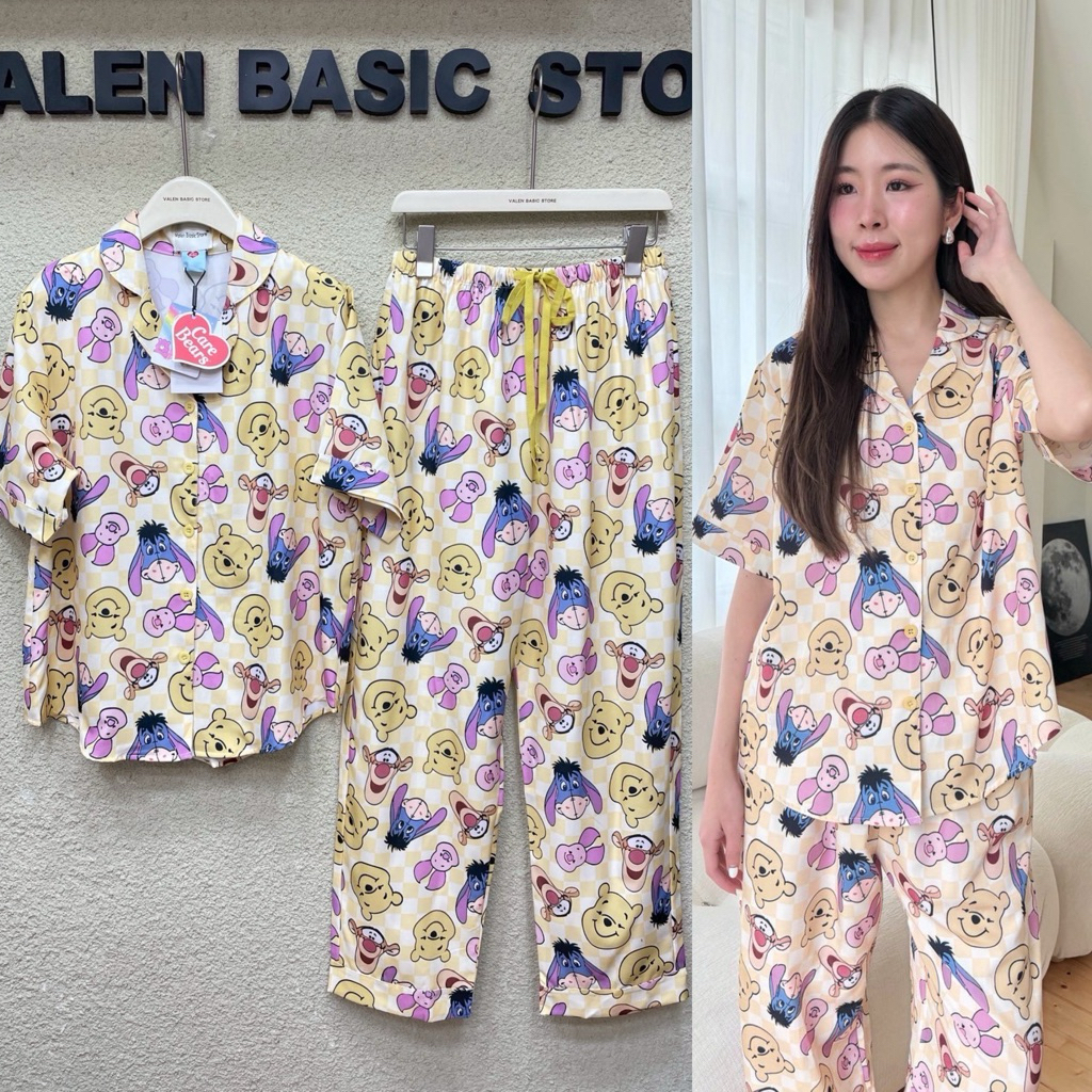 พร้อมส่ง Pajamas valen basic store ชุดนอนแขนสั้นขายาว อก42 รุ่นใหม่มีเชือก ป้ายวาเลนแท้ % ลายเข้าใหม่น่ารักมากๆ ราคา ถูกที่สุด ดีลบีเคเค แกลเลอรีภาพที่ 5