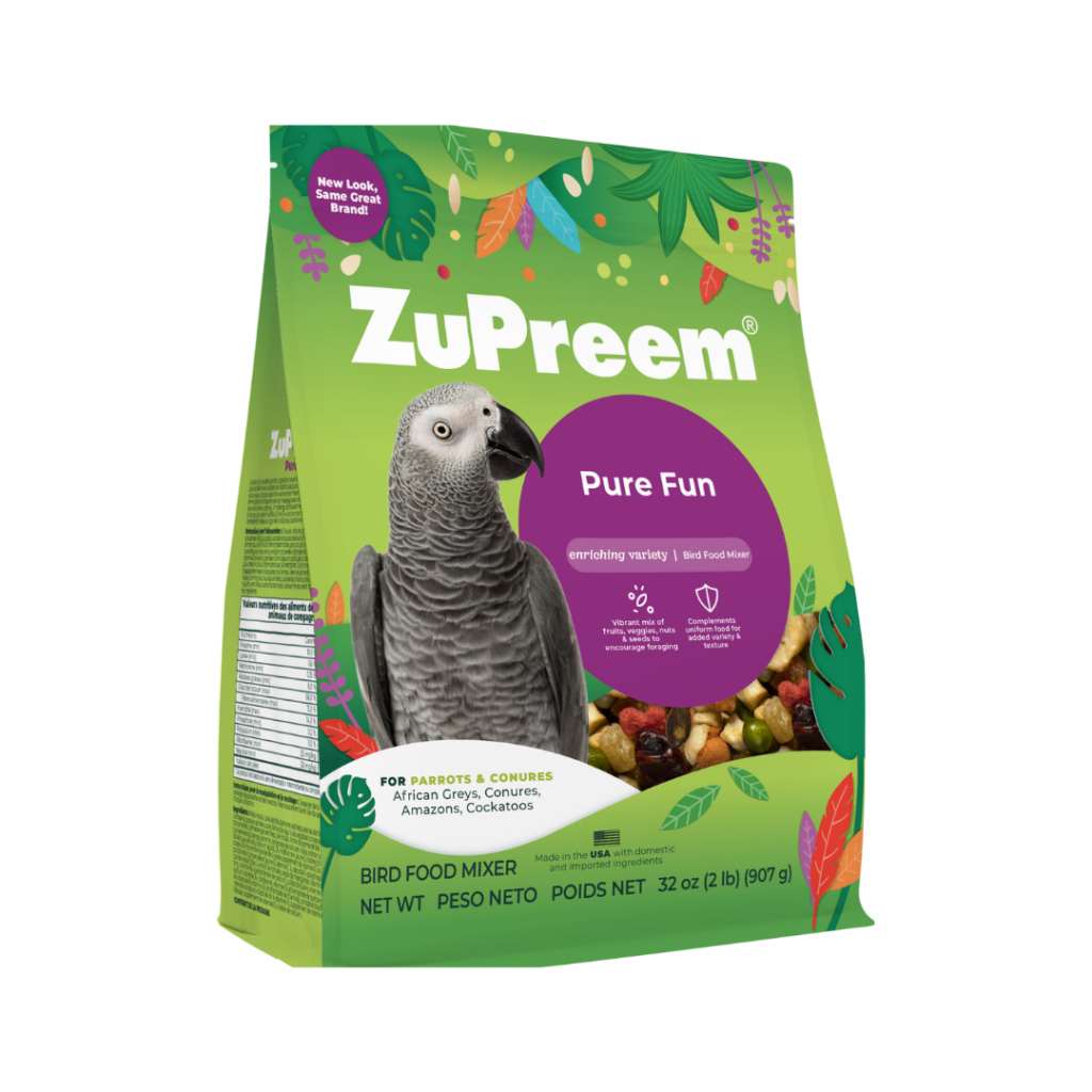 ZuPreem Pure Fun อาหารนกแก้วทุกสายพันธุ์  สูตรรวมผลไม้ ผักและเมล็ดธัญพืช 907กรัม.