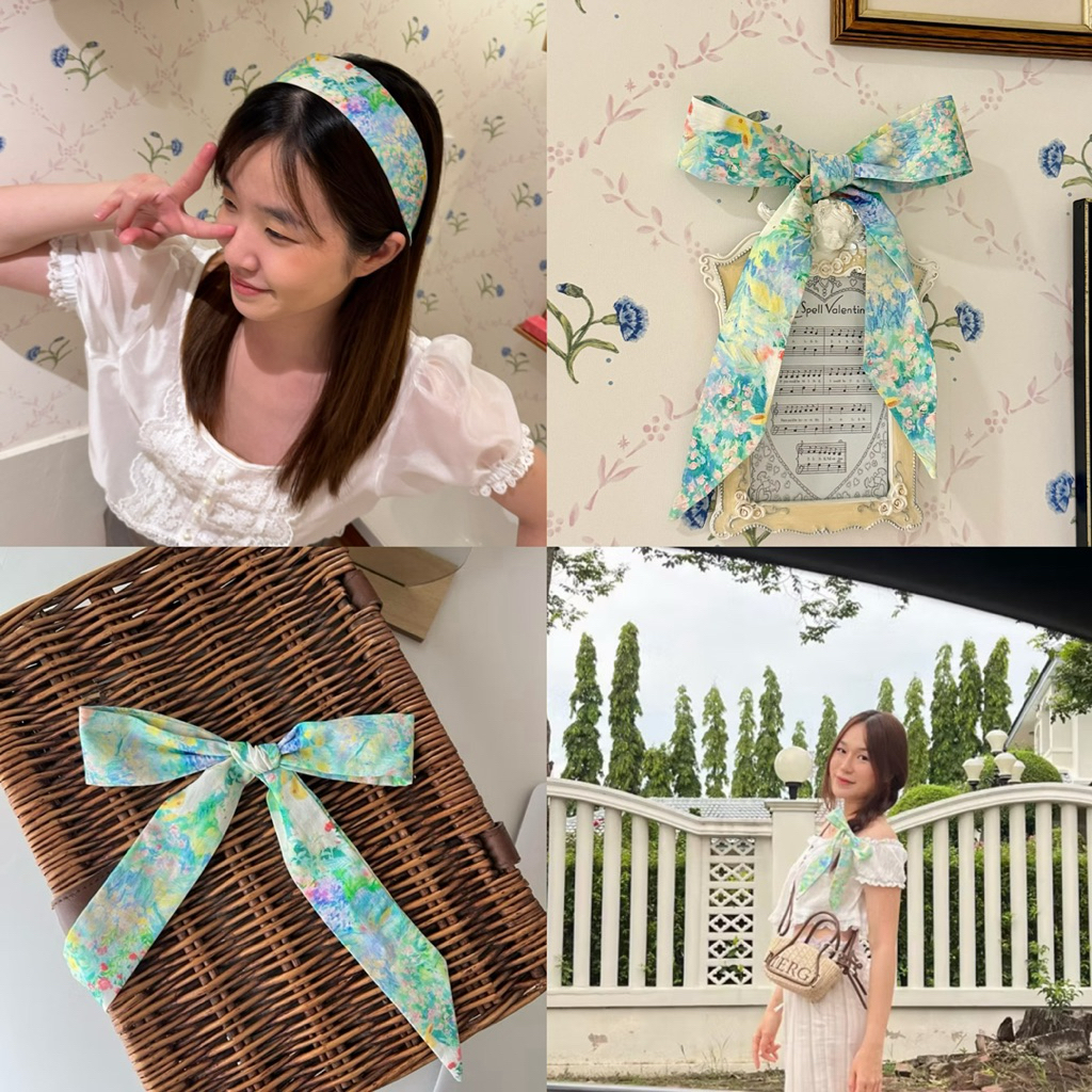 Ribbon ริบบิ้นผ้าผูกผมคอตตอนลายกระต่ายทุ่งหญ้า สวยมากกกงับ