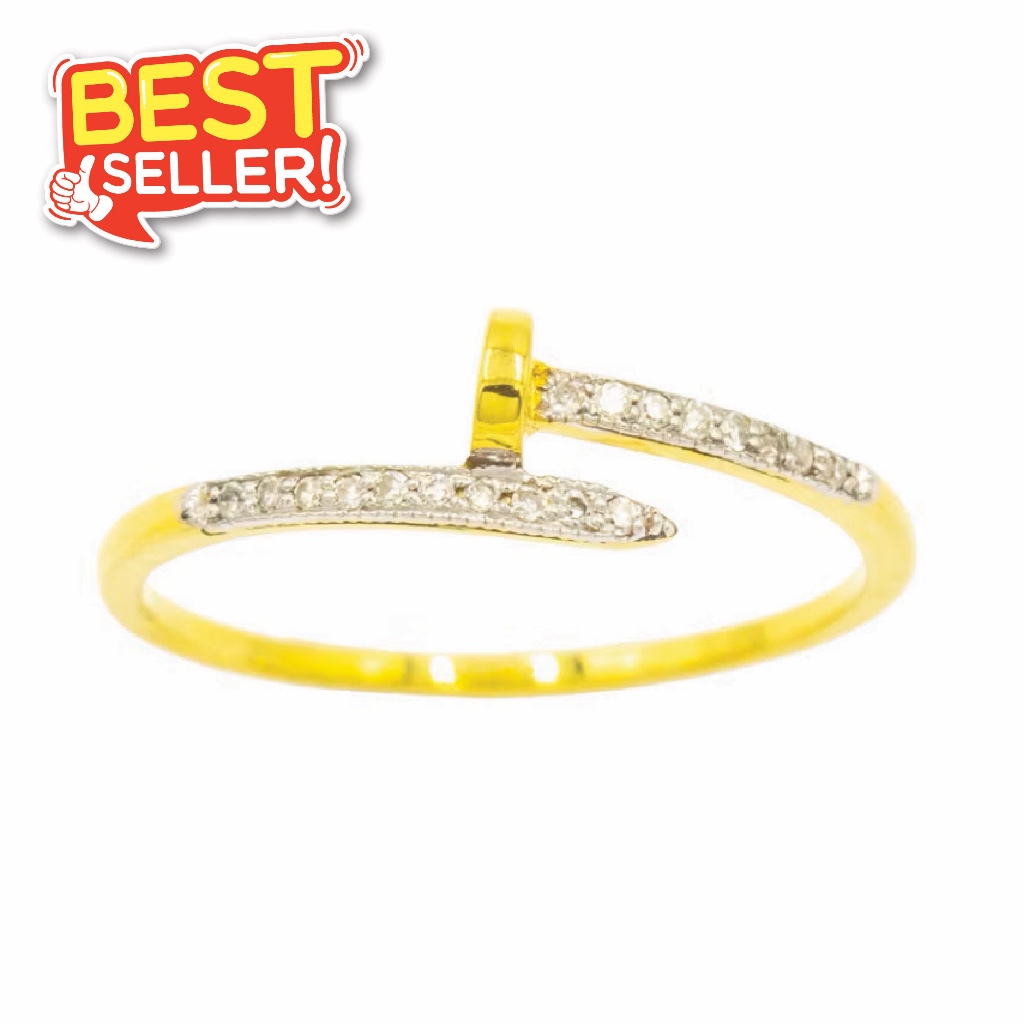 แหวนดีไซส์เก๋ ใส่สวยๆ ตัวเรือนทองแท้ 37.5% (9K) เพชรแท้ SI312