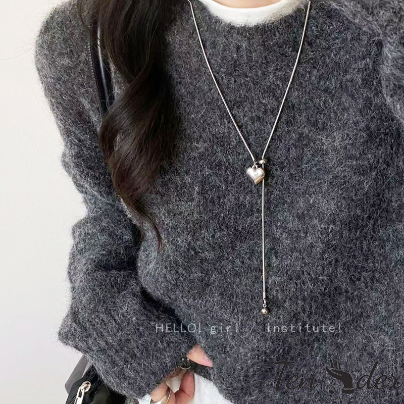COD-ส่งเร็วจากไทย🎀สร้อยคอ หัวใจจี้ ย้อนยุค เรียบง่าย ปรับขนาดได้ สำหรับผู้หญิง เครื่องประดับแฟช -Ten