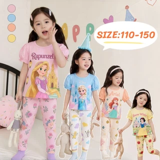 Beryl kids🌸ชุดเซ็ทเด็กหญิง🎀ชุดสูทแขนสั้น กางเกงขายาว ผ้านิ่มเด้ง ลายเจ้าหญิงน่ารัก ลำลองสองชิ้น งานใหม่ ใส่สบาย