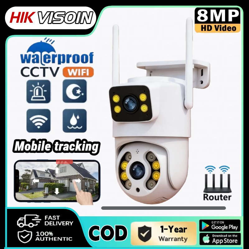 Hikvision กล้องวงจรปิดเลนส์คู่ กลองวงจรปิดไร้สา WiFi หน้าจอคู่ 2กล้อง CCTV HD 1080P