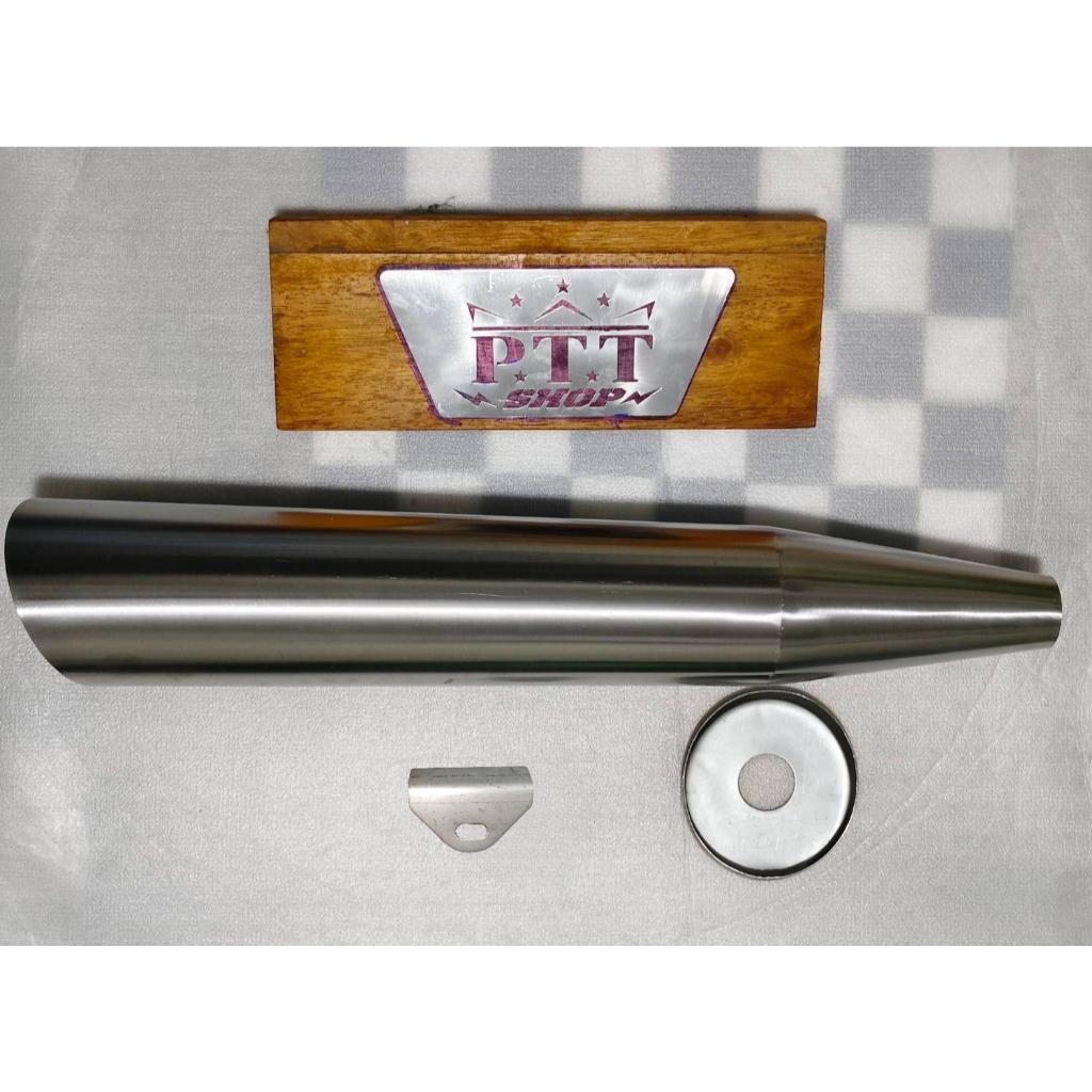 เปลือกท่อเลส เวฟ 125 พร้อมฝาท้ายและหูยึดท่อ แสตนเลส304 มีไซร์ฝาให้เลือก