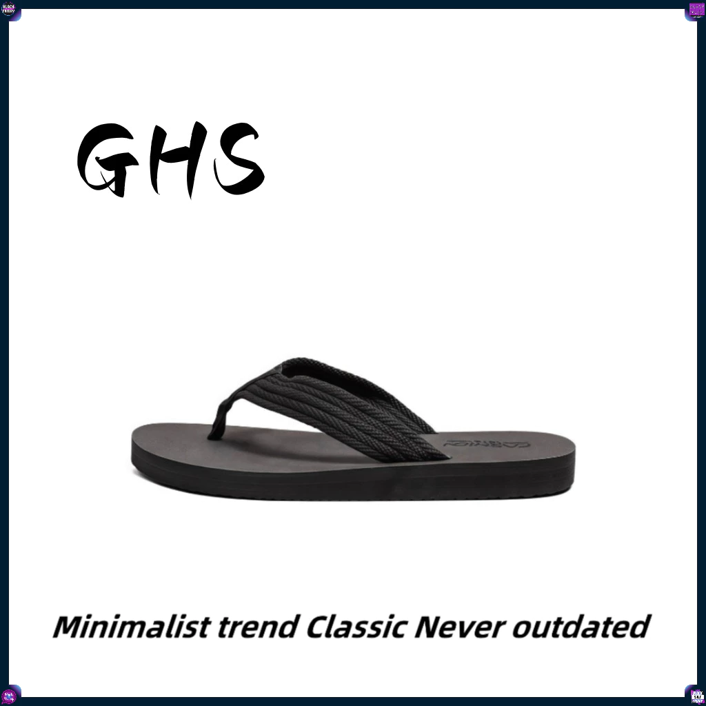【GSH】ญี่ปุ่นเกาหลีอินเทรนด์ Flip-Flops ผู้ชายที่เรียบง่าย Flip-Flops รองเท้าแตะชายหาดลําลองกันลื่นกลางแจ้ง (ขนาด 39-46)