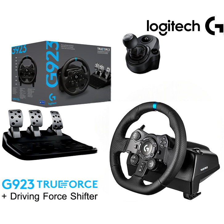 LOGITECH G923 TRUEFORCE Racing wheel + Driving Force Shifter : สัมผัสทุกโค้ง ทุกแรงสั่นสะเทือน เหมือนขับอยู่บนสนามจริง