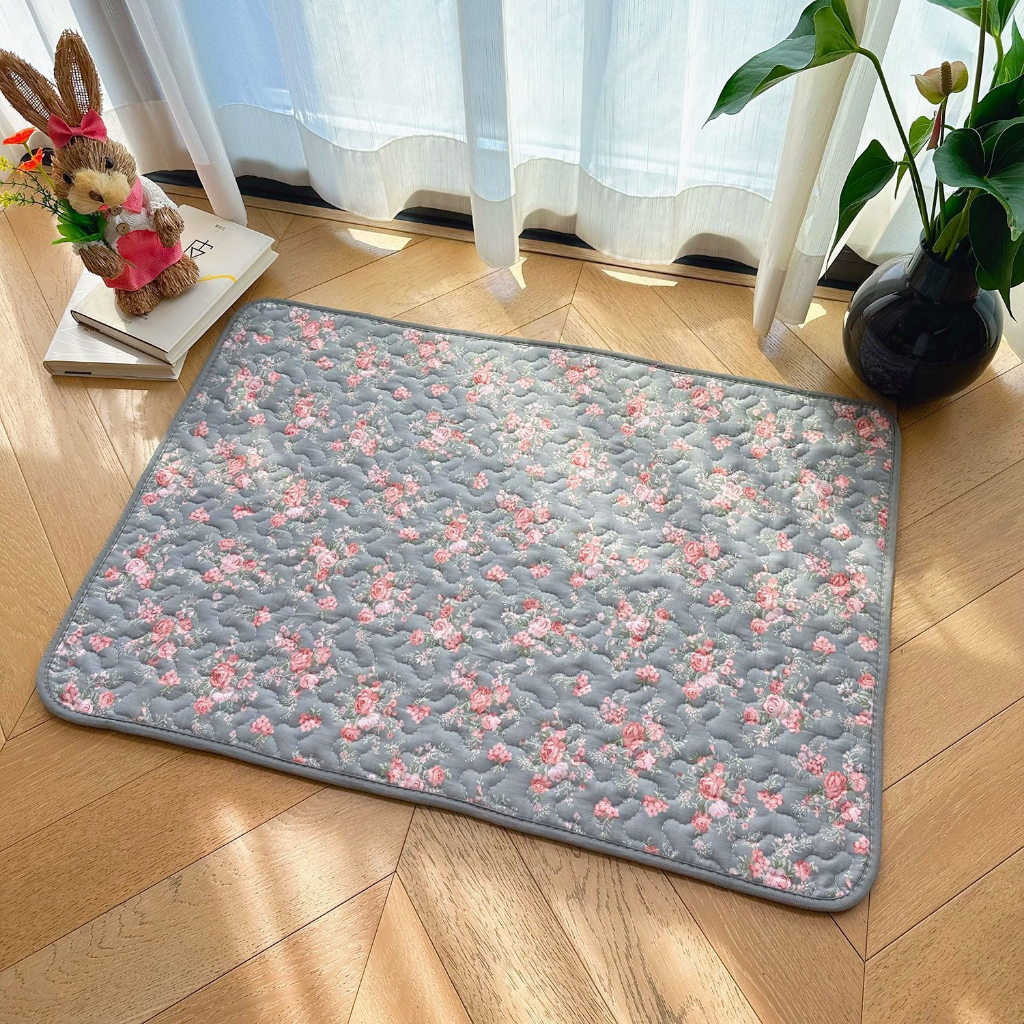 พรมเช็ดเท้าวินเทจผ้าฝ้าย100% ขนาด 40*60ซม. มีกันลื่น พรมเช็ดเท้า ราคา ถูกที่สุด ดีลบีเคเค