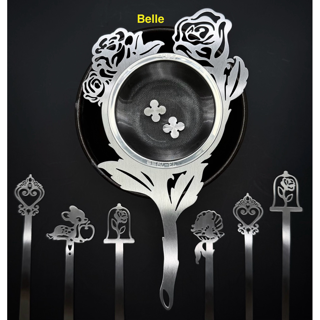 Matcha sifting holder ห่วงจับตะแกรงร่อนมัทฉะ และ Chashaku ช้อนตักมัทฉะ ; Princess Collection ลายเบลล์