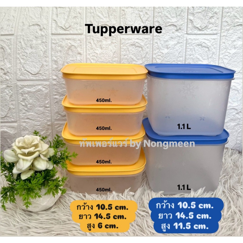 Tupperware รุ่น Chill Freez  ฝาฟ้า1.1L / ฝาเหลือง450ml.  (1 ใบ) และเซต6ใบ