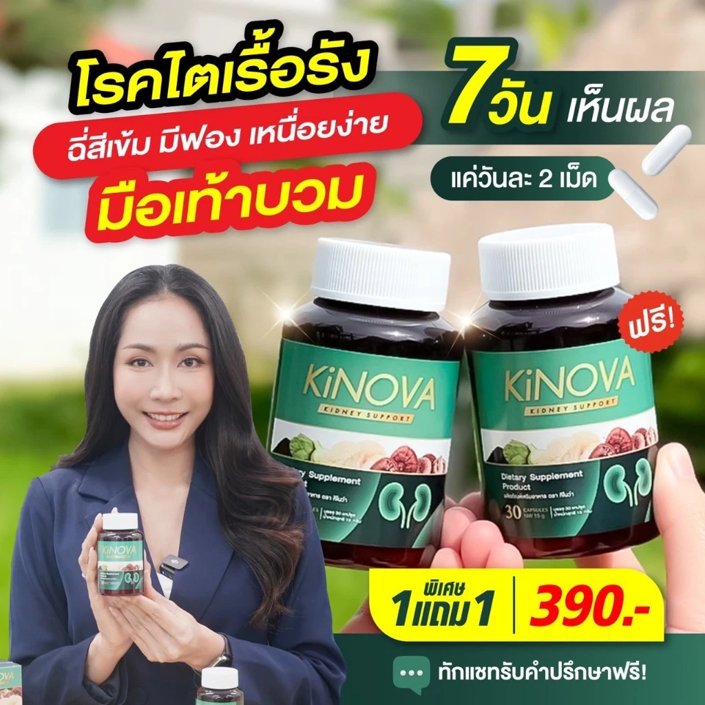 KINOVA คิโนว่า วิตามินบำรุงไต 1 แถม 1 กระปุก รวม 60 แคปซูล!