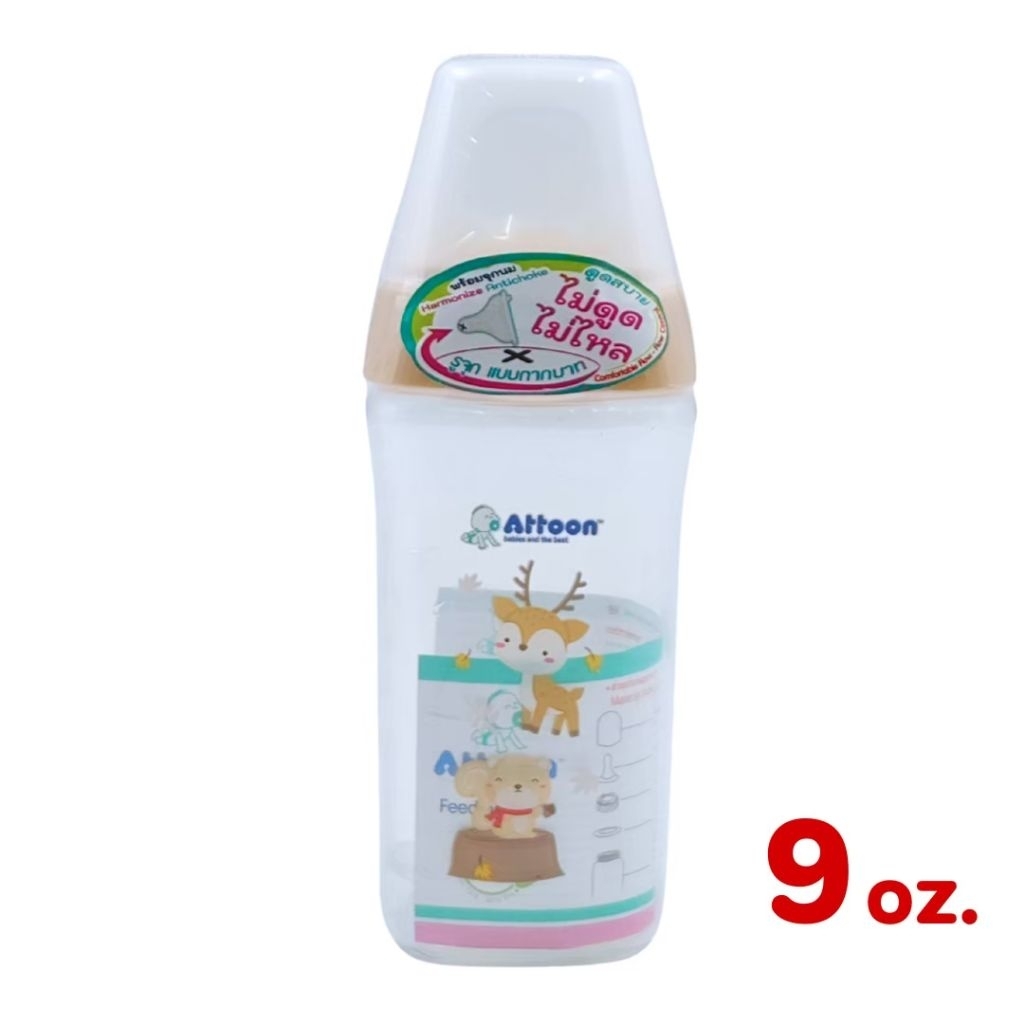 ATTOON ขวดนมคอกว้าง ทรงสี่เหลี่ยม 5/9 oz. รุ่น Antichoke ไม่ดูดไม่ไหล จุกกากบาท - รูปที่ 6