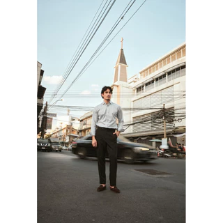 [Code20%ทักแชท] The Regent Trouser กางเกงขายาว เอวสูง สีดำ Black | Slim Fit | เอวปรับได้ด้วย Elastic & กระดุม